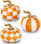 Briful 3-Piece White and Orange Resin Pumpkin Set for Fall Decor by Briful