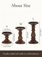 Wood Pillar Candle Holder: Mid Century Dark Brown Candle Stand - Image 6