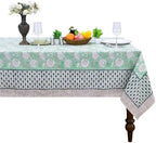 Home Spun & Crafts 48x102 Inches Rectangle Hand Block Print Tablecloth, 100% Cotton, Summer Green Floral Table Cloths Washable, Traditional Indian for Dining Outdoor Thanksgiving Halloween Christmas by HomeSpunCrafts