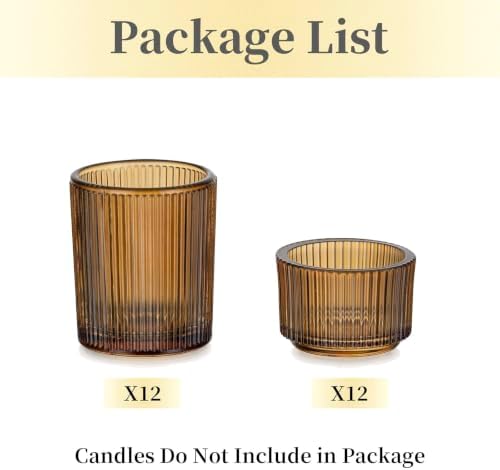 Hewory Glass Tealight Candle Holder: 24 PCS Brown Votive Candle Holders - Image 7