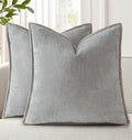 decorUhome Soft Chenille Throw Pillow Covers 24x24 Set of 2 Neutral Gray by decorUhome