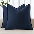 MIULEE Decorative Linen Pillow Covers 22x22 Inch Navy Blue by MIULEE