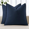MIULEE Decorative Linen Pillow Covers 24x24 Inch Navy Blue by MIULEE