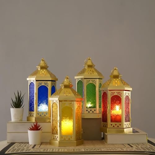 Candlestick Candle Barrels Moroccan Style Retro Lanterns Projection Lights Hollowed-Out Decorations Home Ramadan Hanging Outdoor Indoor Courtyard Porch Festival Weddings - Image 4