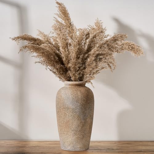 Emotionally Grounded Vase, Vaseking Large Ceramic Rustic Vase, 11 inch Minimalist Decorative Farmhouse Tall Vases for Home Decor, Living Room, Enterway, Table Decoration, Brown by Vaseking