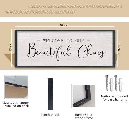 comurdyo Welcome To Our Beautiful Chaos Sign, 40"X15", Black - Image 2
