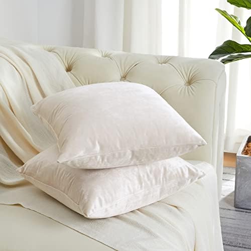 GIGIZAZA Velvet Ivory Throw Pillow Covers Decorative Cushion Covers Cream Pillow Cases Sham for Sofa Couch (18x18inch(45x45cm)-4pcs, Ivory) - Image 3