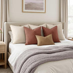 MIULEE Decorative Linen Euro Sham Pillow Covers 24x24 Rust Red - Image 4