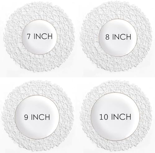 IcosaMro Round Woven Placemats Set of 12 for Dining Table, 15 Inches Paper Boho Decorative Circle Place Mats for Wedding Christmas Thanksgiving Day Holiday Dinner (White) - Image 7