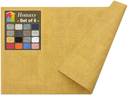 Homaxy PU Faux Leather Placemats for Dining Table, Set of 6, Yellow by Homaxy