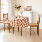 Linen World Gingham Tablecloth, Round, 90", Rust Checkered - Image 2