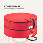 ZOBER Christmas Wreath Storage Container 36 Inch - Wreath Bag Fits 2 Wreaths Box - 600D Oxford Fabric - Interior Compartment for Storing Garlands, Wreaths Storage Bag W Strong Durable Handles - Red - Image 4