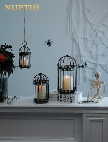 NUPTIO Black Decorative Bird Cage, Birdcage Lantern for Pillar Candles - Image 5