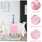 16Pack Disposable Plastic Tablecloths and Satin Table Runner Set White and Pink Dot Table Cloth Gold for Graduation Wedding Engagement Birthday Baby Shower Anniversary Holiday Party Decorations - Image 3