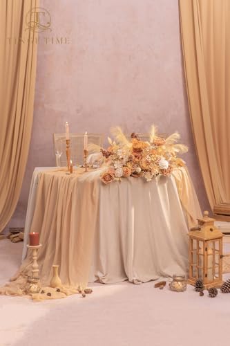 TINGE TIME Artificial Wedding Flower Combo, Rose Peony Boho Nude Coffee - Image 4