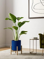 LE TAUCI 10+8+6 Inch Ceramic Pots for Plants, Indoor Planters with Drainage Hole and Plug, Modern Cylinder Flower Pots Set of 3 for Office and Living Room, Glossy, Midnight Blue - Image 3