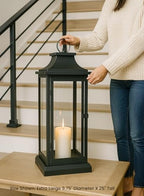 Serene Spaces Living 25" Tall Black Decorative Hurricane Lantern with Clear Glass Panels - Indoor Lantern and Outdoor Lantern for Porch, Events, Parties, & Table Top Decor - Extra Large Lantern - Image 3