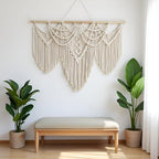 large macrame wall hanging - Boho Tapestry Macrame Wall Decor Art- Chic Bohemian Handmade Woven Tapestry Home Decoration for Bedroom Living Room Apartment Wedding Party - 43"x32" (Beige-fringe) - Image 4