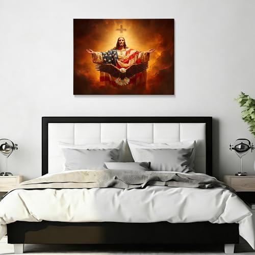 July 4th Patriotic Canvas Wall Art 4th of July USA Decorations American Flag and Eagle Painting Inspirational Picture Wall Decor Independence Day Home Decor 24x32in - Image 5