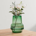 Relexome Green Glass Flower Vase for Centerpieces Bouquet Flowers Modern Wide Mouth Glass Vase Decorative Bud Vases for Home Decor, Living Room, Kitchen, Dining Table, Entryway 7.3 Inch by Relexome