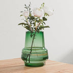 Relexome Green Glass Flower Vase for Centerpieces Bouquet Flowers Modern Wide Mouth Glass Vase Decorative Bud Vases for Home Decor, Living Room, Kitchen, Dining Table, Entryway 7.3 Inch by Relexome