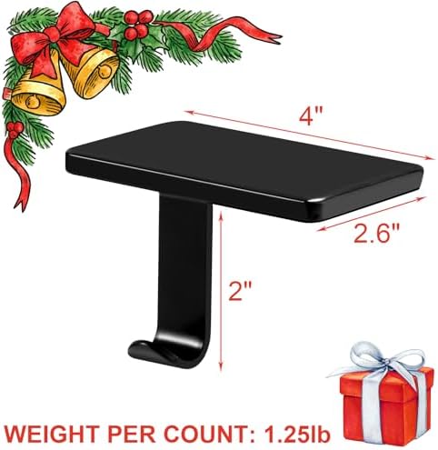 Christmas Stocking Holders for Mantle Set of 6, Stocking Hangers for Mantel Weighted, Heavy Duty, Flat, for Garland, Fireplace, Wall (Black) - Image 2