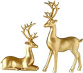 FANTESTICRYAN Large Reindeer Sculpture, Gold Resin Christmas Elk Set of 2 by FANTESTICRYAN