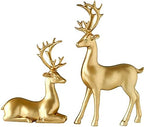 FANTESTICRYAN Large Reindeer Sculpture, Gold Resin Christmas Elk Set of 2 by FANTESTICRYAN