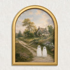 Wheatwin Halloween Artwork for Mantel Tabletop, Gold Arched Framed Wall Art by Wheatwin