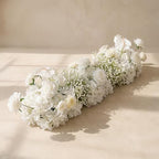 36inch Aisle Flower Garland with Chiffon Sheer Drape, White Rose, Butterfly Orchid & Baby's Breath Artificial Flowers, Floral Runner for Wedding Arch, Backdrop, Reception Table Decor, Ceremony Pathway by Unknown