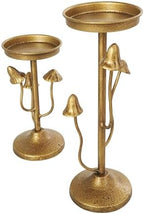Deco 79 Metal Abstract Mushroom Inspired Candle Holder 10", 7" H, Gold - Image 2