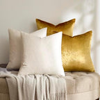 GIGIZAZA Pack of 4 Decorative Velvet Pillow Covers 20x20 Ivory Gold - Image 2
