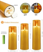 kakoya Flickering Flameless Candles Battery Operated with Remote and 2/4/6/8 H Timer Acrylic Led Pillar Candles Pack of 9 (appr D2.3"xH5.5"6.5"7.5")with Realistic 3D Wick Candles for Home Decor(Gold) - Image 4