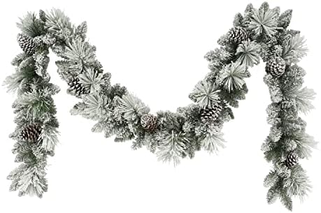 9 ft x 10 in Flocked Berkshire Spruce Garland, 170 Tips, Pine Cones by PuleoInternational