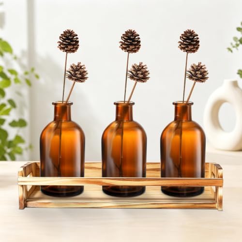 Glass Bud Vases Set of 16, Small Amber Flower Vases, Small Bud Vase in Bulk for Centerpiece, Vintage Decorative Bottle Vase for Wedding, Anniversary, Table Decor, Home Decoration - Image 7