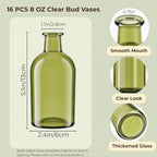 YOUEON 16 Pack Green Glass Bud Vases, Small Bud Vases in Bulk, Glass Flower Vases for Centerpieces, Vintage Decorative Bottle Vases for Flowers, Home Decor, Wedding Reception, Office - Image 2