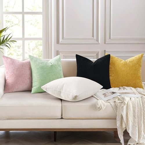 decorUhome Soft Chenille Black Throw Pillow Covers 26X26 Set of 2 - Image 3