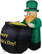 LED Lighted Inflatable Leprechaun with Pot of Gold St. Patrick's Day Outdoor Decoration - 4' - Image 5