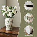 Ceramic Flower Vase for Home Decor, Vintage Green Decorative Vase 8.5 Inch - Image 5