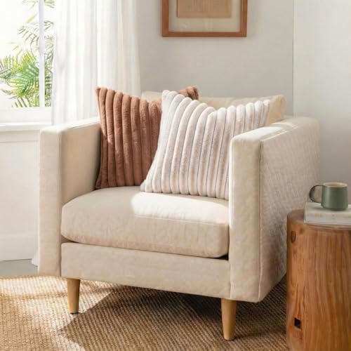 Pallene Faux Fur Decorative Throw Pillow Covers 26x26 Set of 2, Brown - Image 4