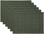 ZeeMart Linen Checked Farmhouse Placemats Set of 6, Army Green 13x19in - Image 7