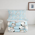 Erosebridal Cat Duvet Insert King, Kawaii Garfield Cat Bedding Set for Kids Boys Girls, Paw Print Love Heart Comforter Set, Cartoon Animals Soft Quilt 3 Pieces, Blue - Image 5