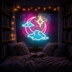 Crescent Moon Cloud Star Neon Sign for Bedroom Nursery, Dreamy Sky Decor - Image 4