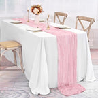 20 Pack Pink Table Runner 10Ft Cheesecloth Table Runner Boho Gauze Table Runners Romantic Long Sheer Fabric Cheese Cloth Table Runners for Wedding Party Bridal Shower - Image 3