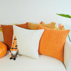 JOJUSIS Pack of 4 Throw Pillow Covers, Orange, 24 x 24 Inch - Image 3