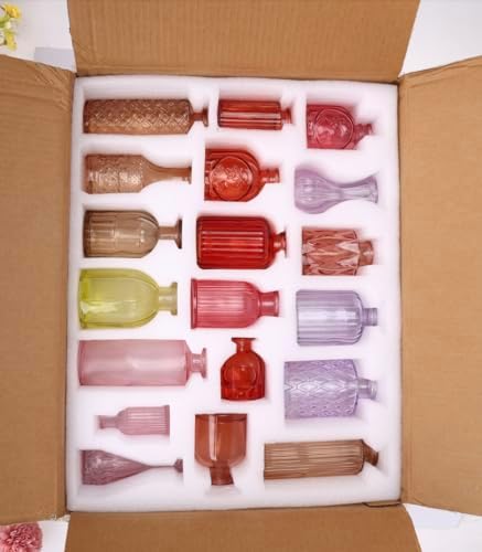 CUCUMI 38pcs Bud Vases for Centerpieces, Colorful Vintage Glass Vase Set - Image 7