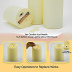 Nimiko Flameless Candles with Remote, Battery Operated Flickering Flameless Candles, LED Candles with Timer 2/4/6/8H, with Realistic LED Candles Set of 9 (D3 x H 3" 4" 5" 6" 7") (Ivory) - Image 2