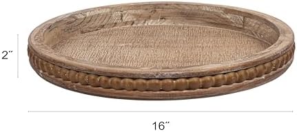 Whitewashed Round Decorative Wood Tray - Image 3