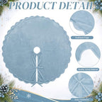 RoundFunny Dusty Blue Christmas Tree Skirt Velvet Tree Skirts, 60 Inch - Image 4