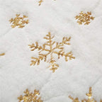 Faux Fur Christmas Table Runner with Golden Sequin Snowflakes, White Super Soft Thick Luxury Table Decoration for Holiday Xmas,15x70 Inch - Image 3